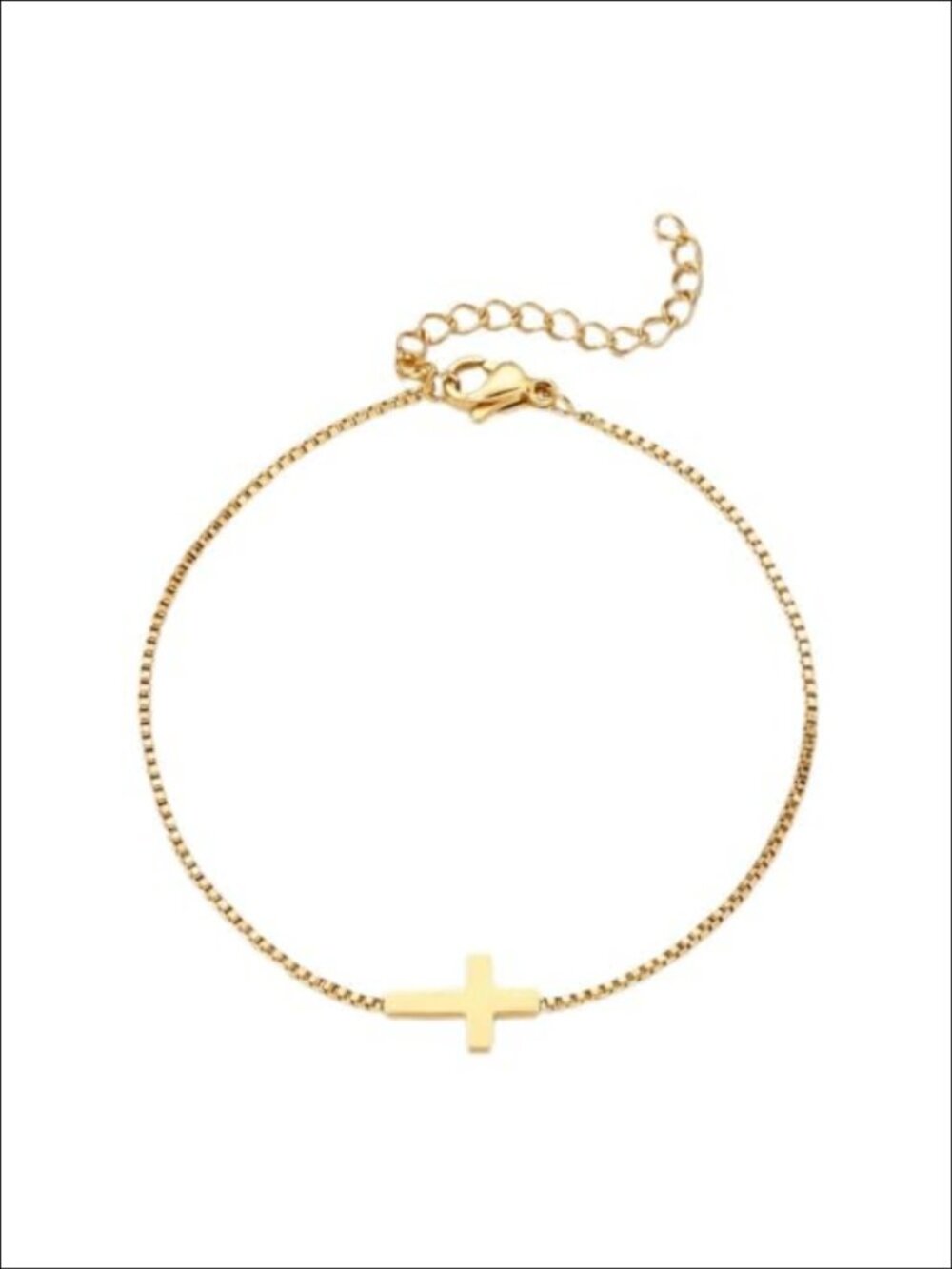 Dainty 18K Gold Plated Cross Bracelet Adjustable Chain Christian Faith Jewelry